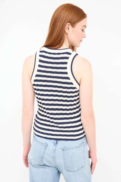 Veronica Beard Navy Striped Knit Jerrel Tank