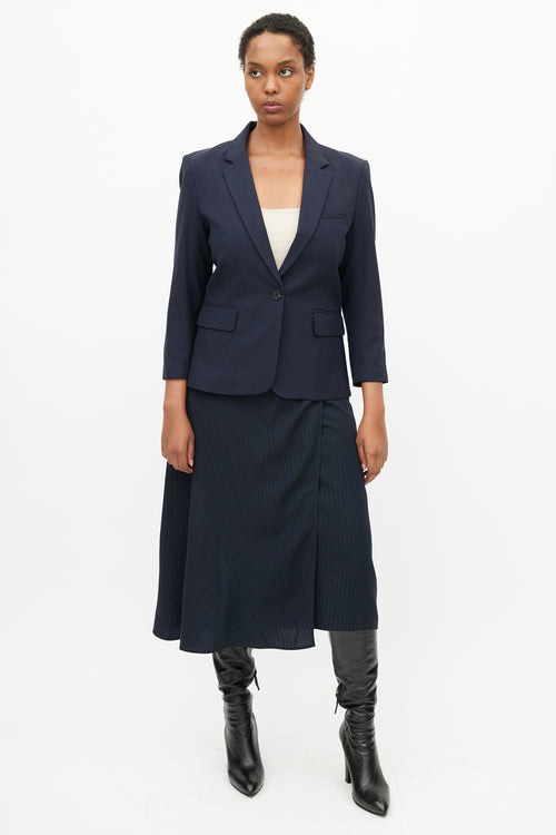 Veronica Beard Navy Wool Single Button Blazer