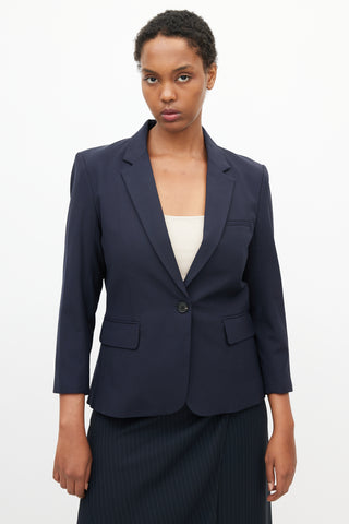 Veronica Beard Navy Wool Single Button Blazer