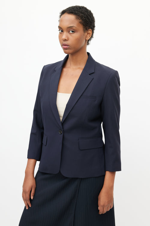 Veronica Beard Navy Wool Single Button Blazer