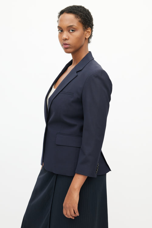 Veronica Beard Navy Wool Single Button Blazer