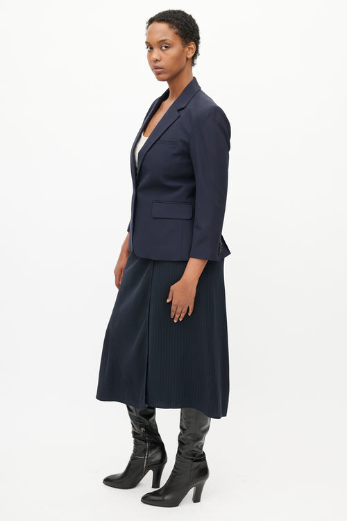 Veronica Beard Navy Wool Single Button Blazer