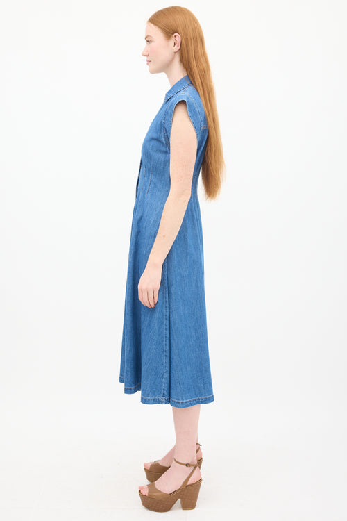 Veronica Beard Raw Denim Chambray Ruben Midi Shirt Dress