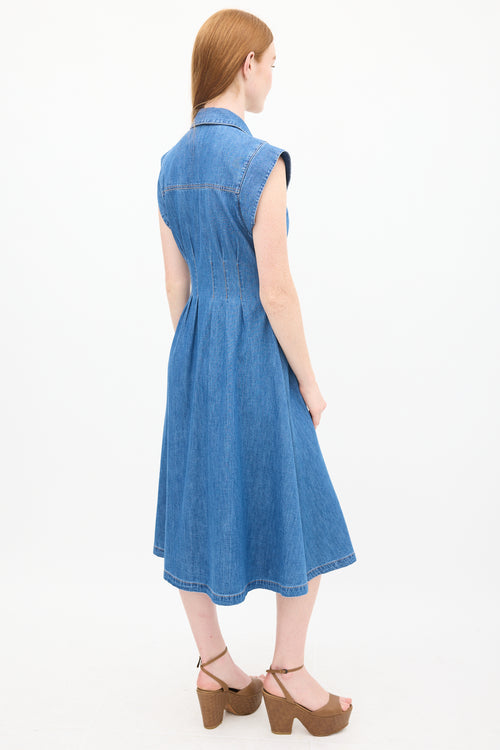 Veronica Beard Raw Denim Chambray Ruben Midi Shirt Dress