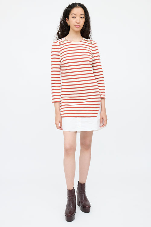 Veronica BeardWhite 
Red Striped Shirt Dress