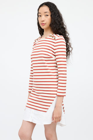 Veronica BeardWhite 
Red Striped Shirt Dress