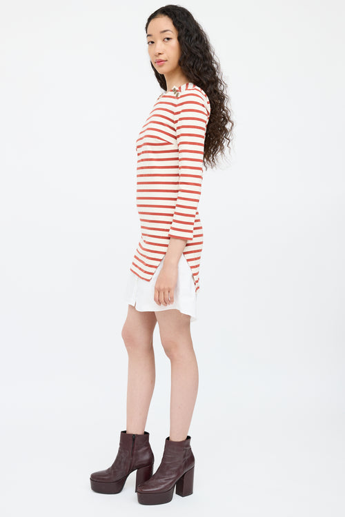 Veronica BeardWhite 
Red Striped Shirt Dress