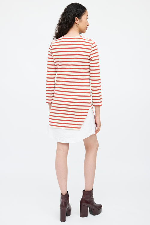 Veronica BeardWhite 
Red Striped Shirt Dress