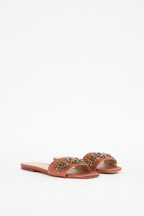 Veronica Beard Orange Satin Jewel Sandal