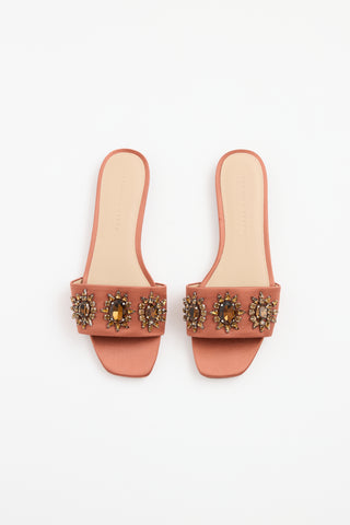 Veronica Beard Orange Satin Jewel Sandal