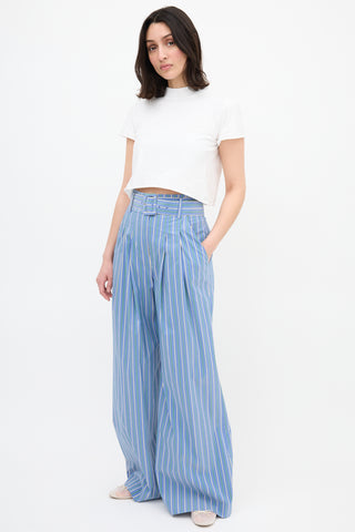 Veronica Beard Stripe Maliyah Wide Leg Trouser