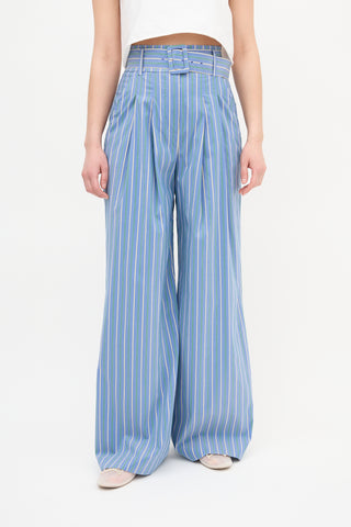 Veronica Beard Stripe Maliyah Wide Leg Trouser