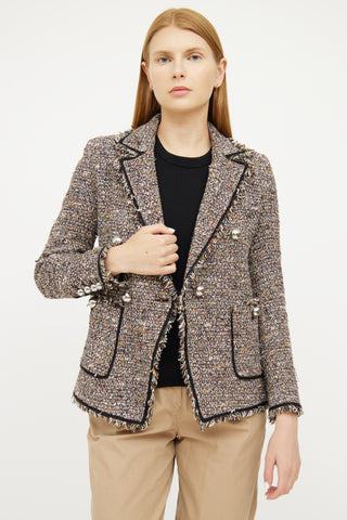 Veronica Beard Brown Multi Colour Tweed Blazer