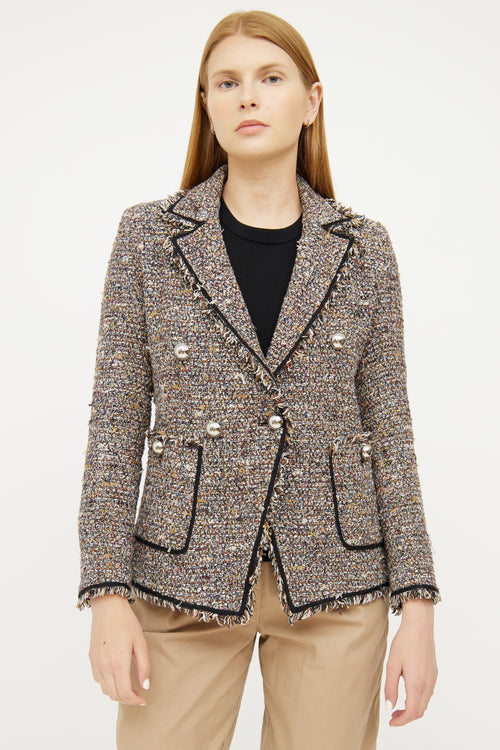 Veronica Beard Brown Multi Colour Tweed Blazer