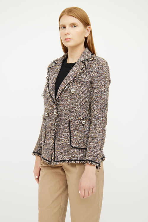 Veronica Beard Brown Multi Colour Tweed Blazer