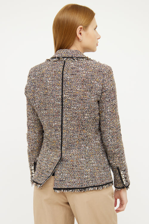 Veronica Beard Brown Multi Colour Tweed Blazer