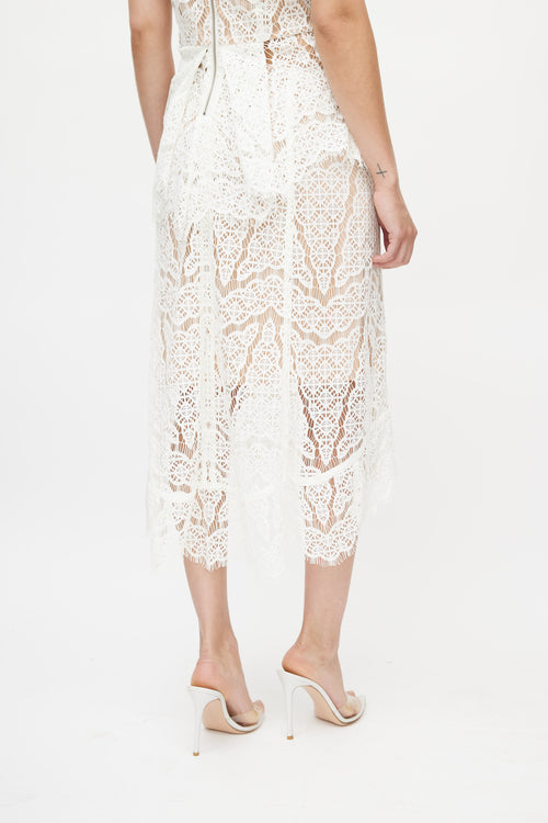 Veronica Beard White 
Beige Lace Co-Ord Set