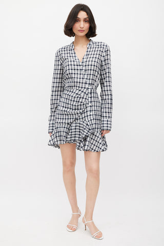 Veronica Beard White 
Black Check Ruffled Dress