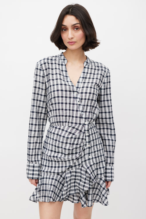 Veronica Beard White 
Black Check Ruffled Dress