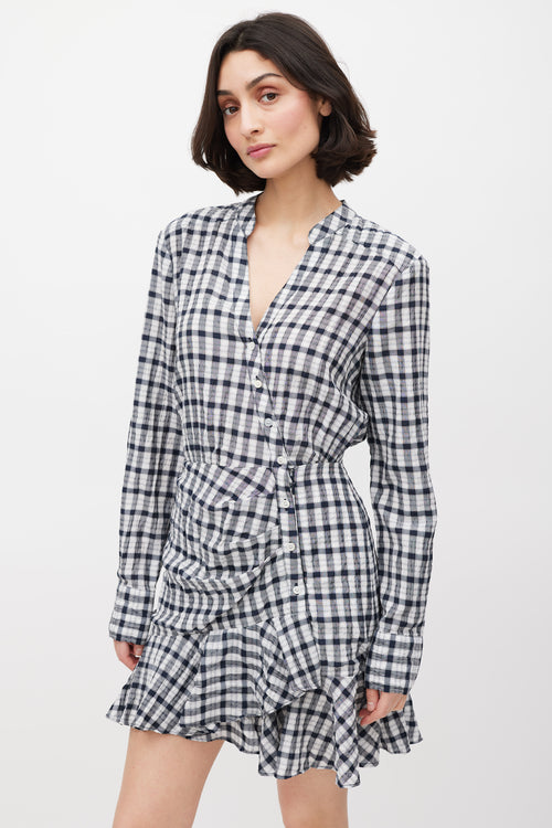 Veronica Beard White 
Black Check Ruffled Dress