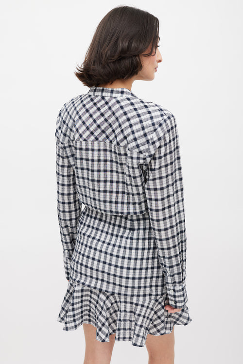 Veronica Beard White 
Black Check Ruffled Dress