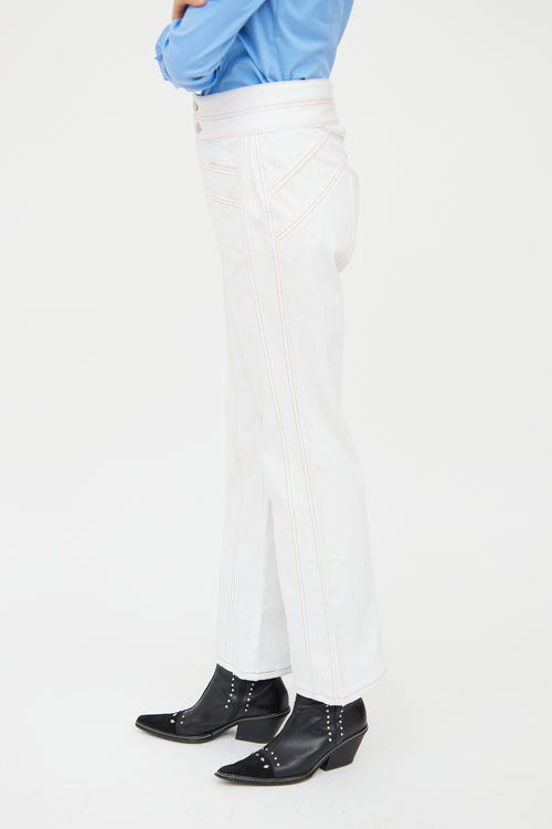 Veronica Beard White Farrah Wide Leg Jeans