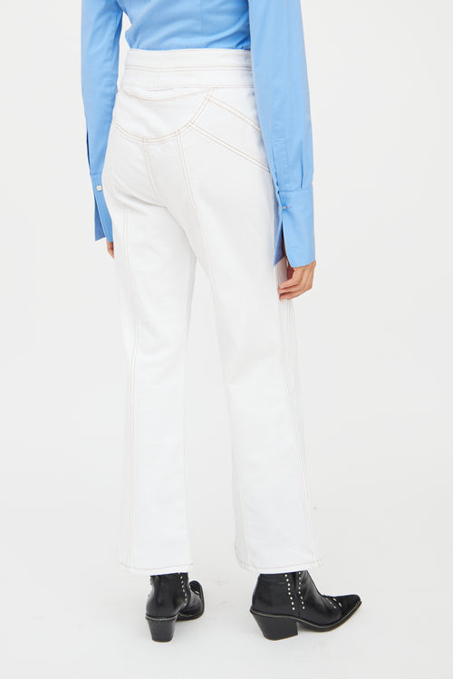 Veronica Beard White Farrah Wide Leg Jeans