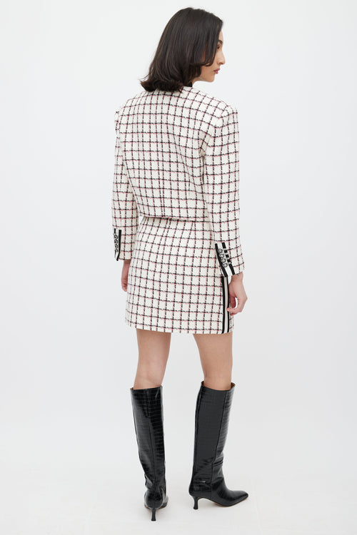 Veronica Beard White 
Red Grid Pattern Co-Ord Set