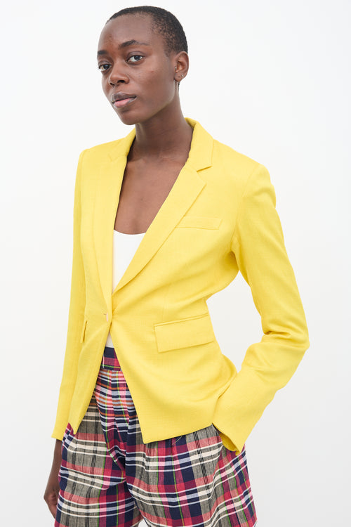 Veronica Beard Yellow Textured Satin Lace-Up Blazer