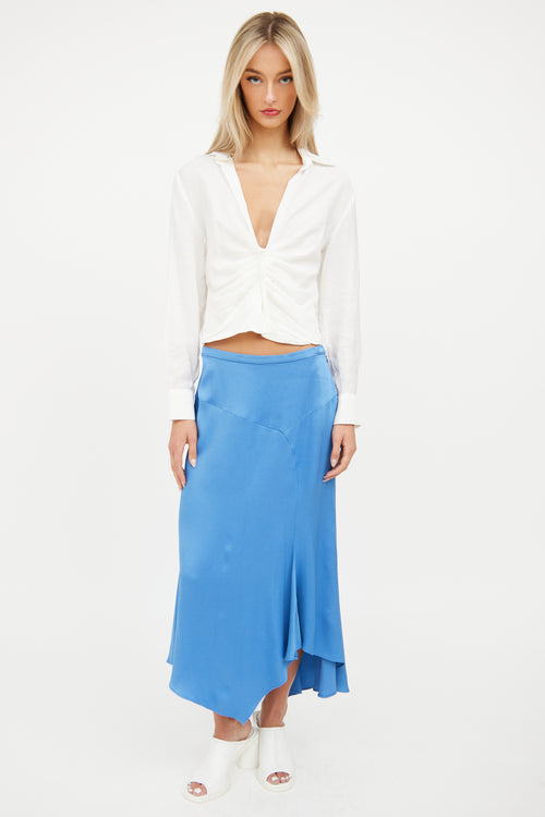 Veronica Beard Blue Satin Midi Skirt