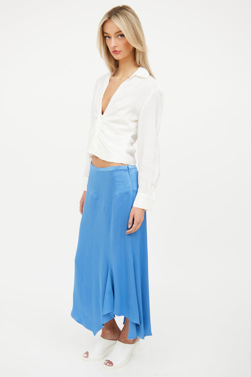 Veronica Beard Blue Satin Midi Skirt