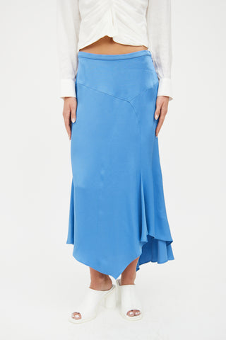 Veronica Beard Blue Satin Midi Skirt