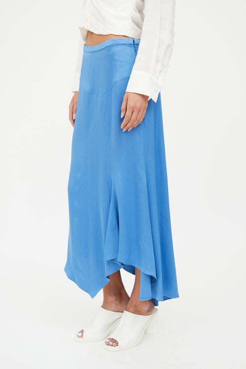 Veronica Beard Blue Satin Midi Skirt