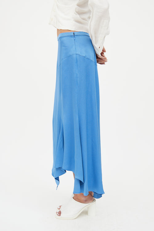 Veronica Beard Blue Satin Midi Skirt