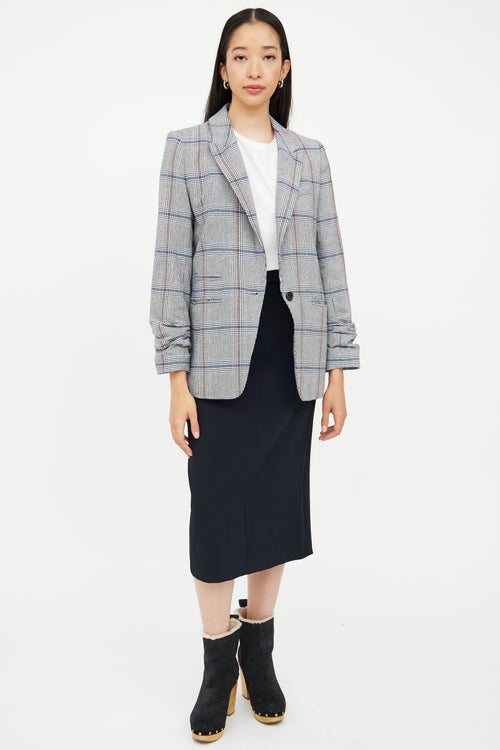 Veronica Beard Grey 
Multi Colour Plaid Pocket Blazer