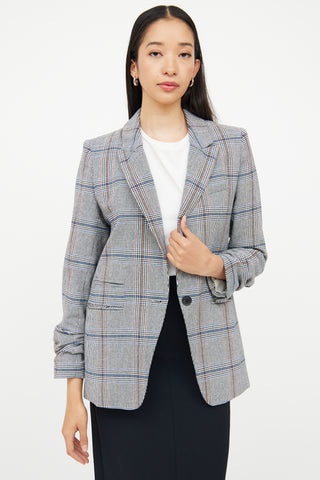 Veronica Beard Grey 
Multi Colour Plaid Pocket Blazer