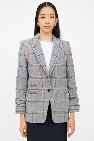 Veronica Beard Grey 
Multi Colour Plaid Pocket Blazer