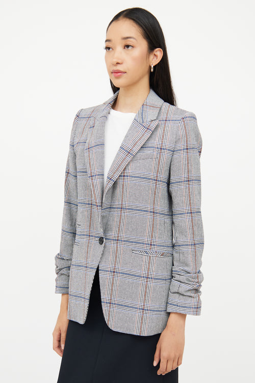 Veronica Beard Grey 
Multi Colour Plaid Pocket Blazer