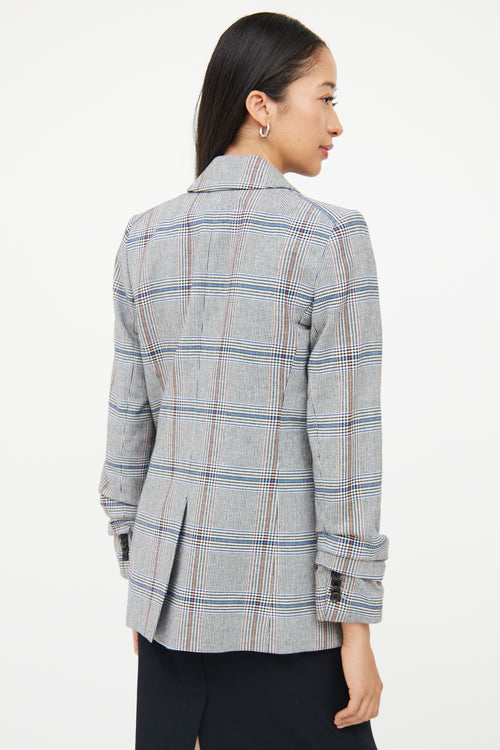 Veronica Beard Grey 
Multi Colour Plaid Pocket Blazer