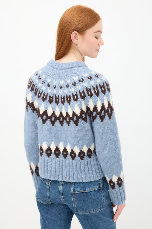 Veronica Beard Light Blue 
Multi Fairisle Cardigan