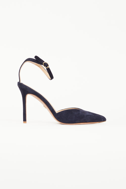 Veronica Beard Navy Suede Pointed Toe Pump