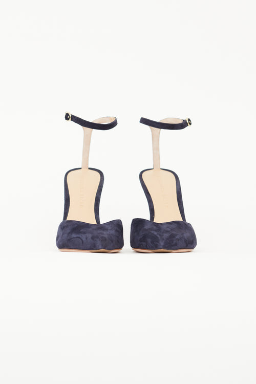 Veronica Beard Navy Suede Pointed Toe Pump