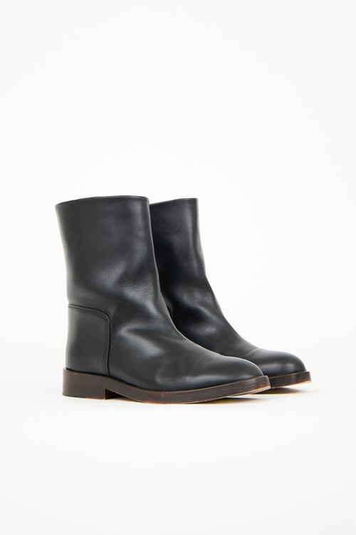 Veronica De Piante Black Leather Margaux Ankle Boot