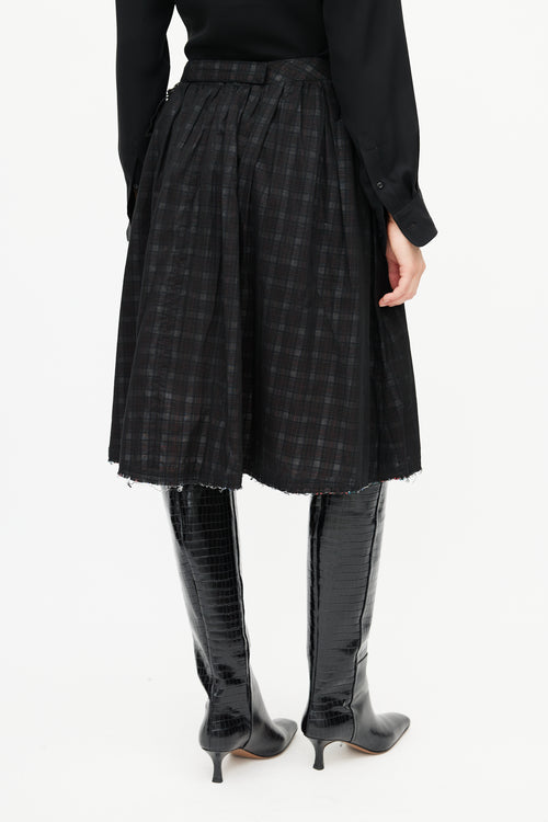 Veronique Branquinho Black Sheer Plaid Pleated Skirt