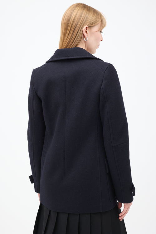 Veronique Branquinho Navy Wool Double Breasted Pea Coat