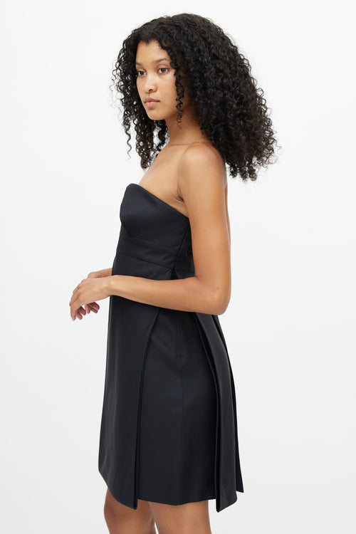 Versace Black Asymmetrical Strapless Dress