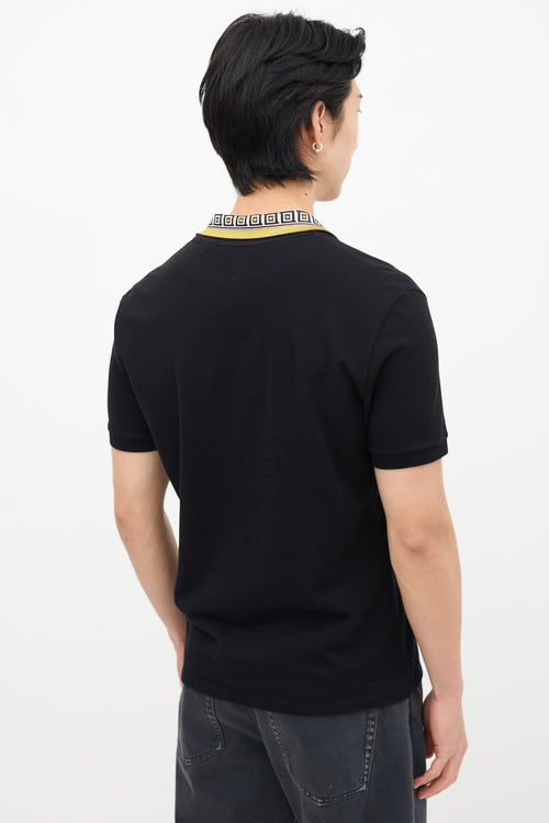 Versace Black Baroque Collar Polo