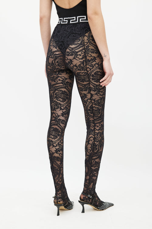 Versace Black Baroque Lace Legging