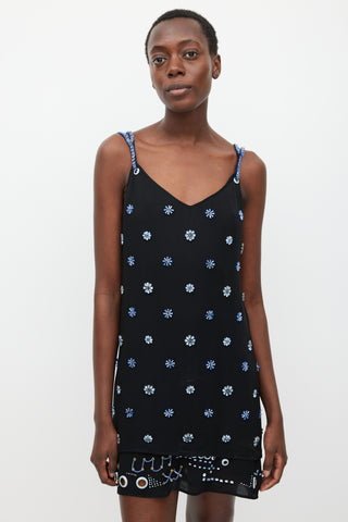 Versace Black 
Blue Embellished Layer Dress