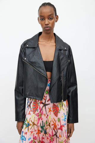 Versace Black Faux Leather Moto Jacket